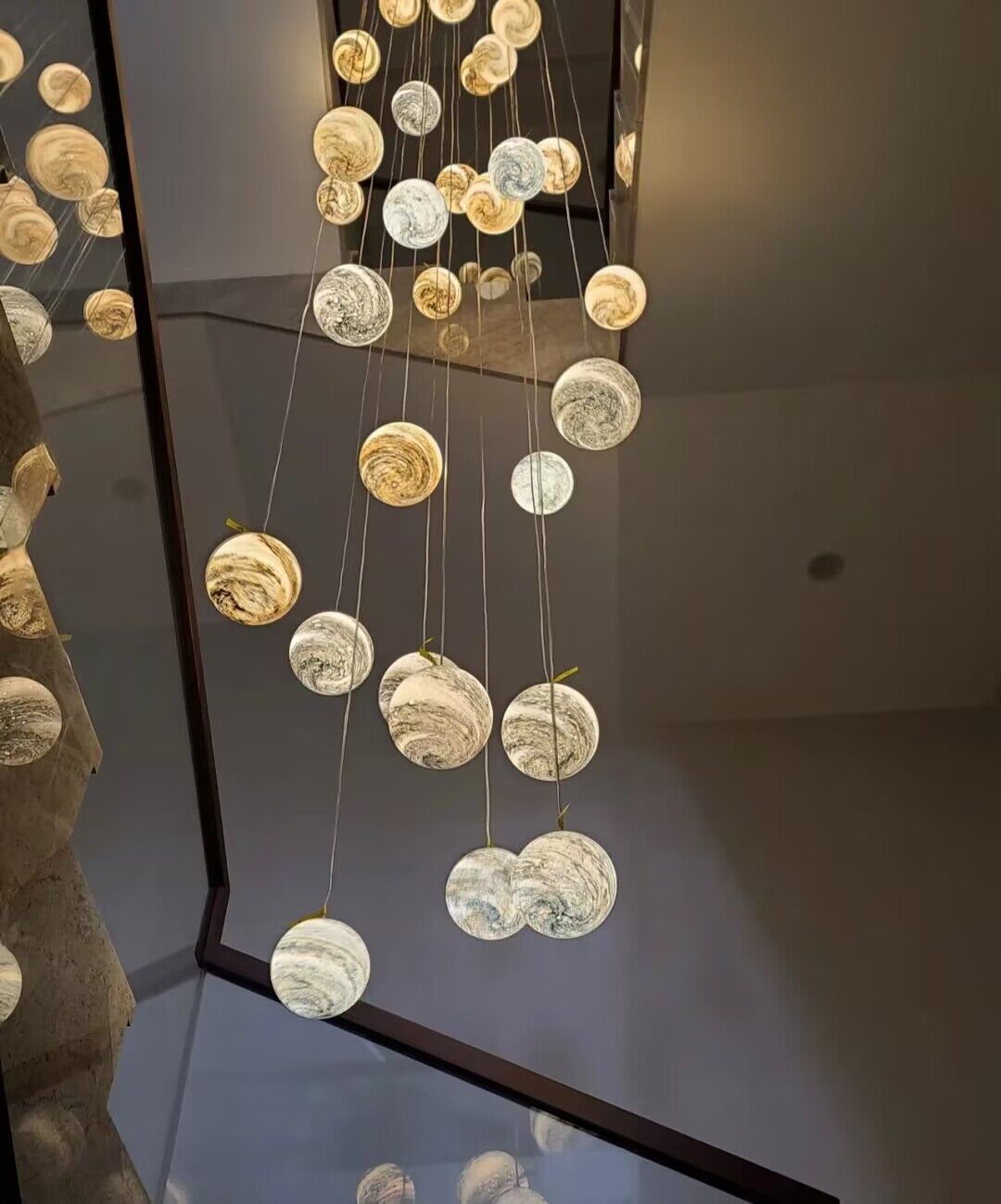 Nordic Planet Multi-Light Globe Staircase Chandelier