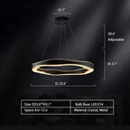Modern Minimalist Art Wave Crystal Chandelier Suit in Black Finish for Living Room & Dining Room