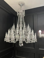 Light Luxury Classic Long Version Tiered Candle Light Crystal Chandelier for High-Ceiling Rooms / living Room