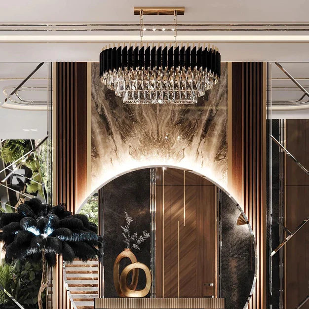 Modern Luxury Multi-Tier Oval / round Crystal Tiered Chandelier