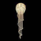 Oversized Modern Cascade Spiral Crystal Staircase Chandelier for Duplex Building