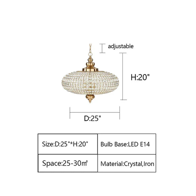 French Empire Vintage Ellipsoid Crystal Chandelier with Iron and Brass Finish for Living Room Bedroom