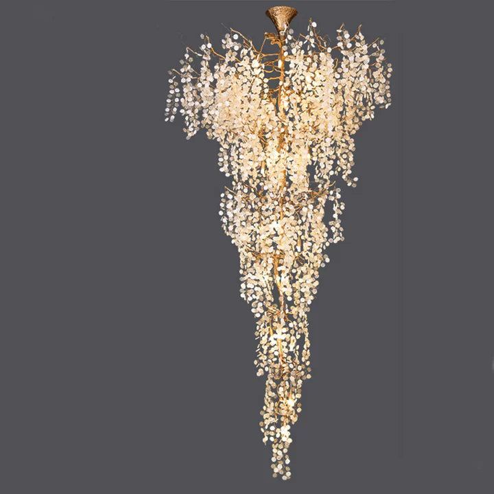 Modern Unique Artistic Flower Brass Branch Semi-Flush Mount Chandelier for Living Room / Hallway / Entryway /