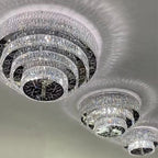 Oversized Modern Creative Flush Mount Round Multi-Layers Crystal Pendant Chandelier for Living / dining Room /
