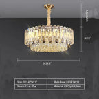 Oversized Transparent Crystal Tiered Chandelier Suit for Living / dining Room / bedroom