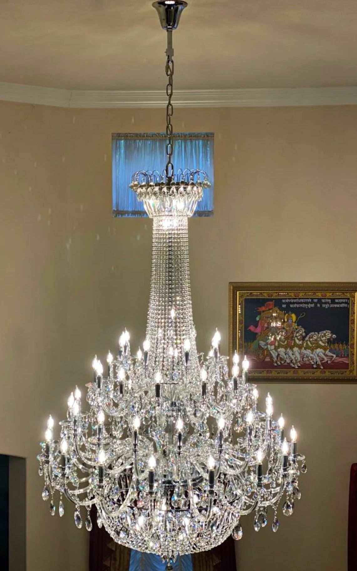 Extra Large European-Style Multi-Layers Candle Luxury Crystal Chandelier Gold Art Foyer / staircase Decorative