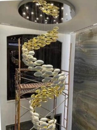 Modern Artistic Unique Golden Dragon Egg Pendant Ceiling Light for Staircase / Sales Center / Hotel