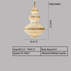 Extra Large Multi-Layers Gold Luxury Crystal Chandelier Modern Empire Decorative Crystal Light for Living Room