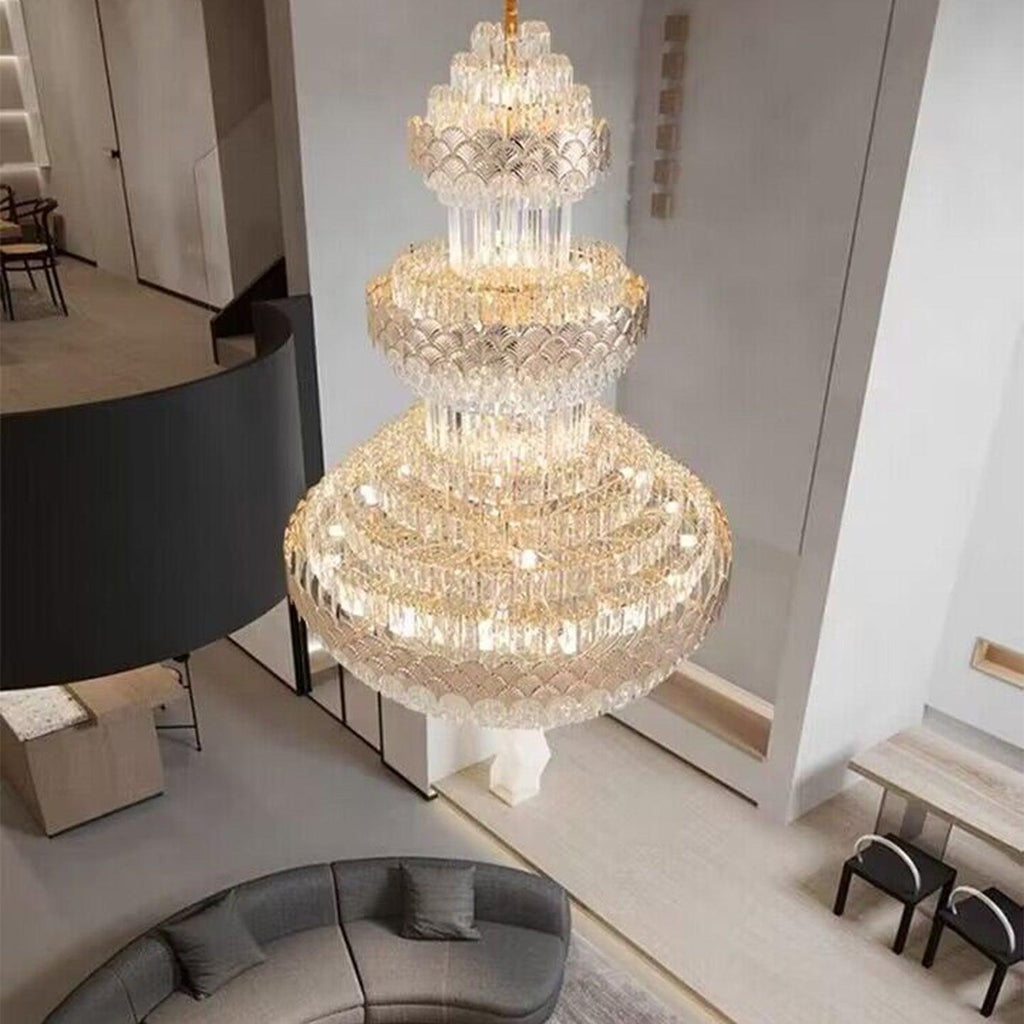 Extra Large Multi-Layers Gold Luxury Crystal Chandelier Modern Empire Decorative Crystal Light for Living Room