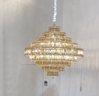 Modern Round Multi-Layer Amber Crystal Chandelier for Living / dining Room / villa
