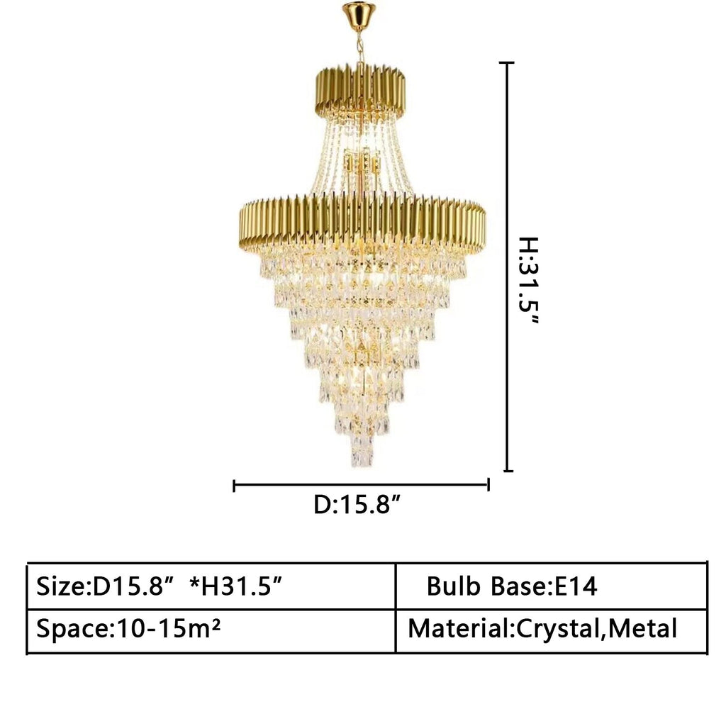 Extra Large Modern Spiral Multi-Layer Crystal Chandelier with Gold or Black Finish, High-Quality Materials for