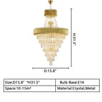 Extra Large Modern Spiral Multi-Layer Crystal Chandelier with Gold or Black Finish, High-Quality Materials for