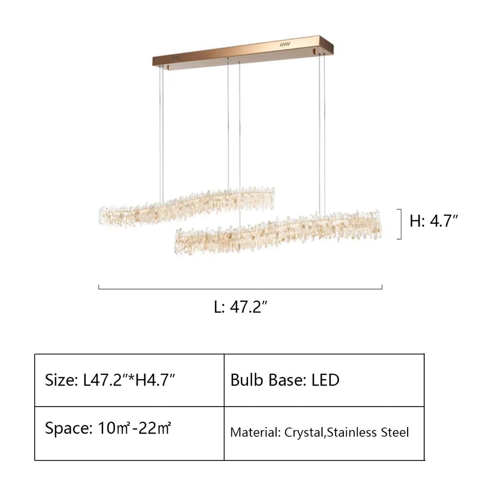 Modern Light Luxury Designer Model Natural Crystal Stone Long Dining Chandelier Furniture for Dining Room /