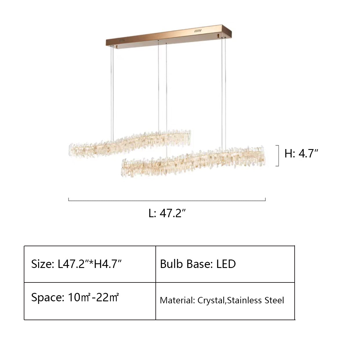 Modern Light Luxury Designer Model Natural Crystal Stone Long Dining Chandelier Furniture for Dining Room /