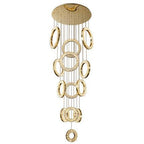 Modern Multi Gold Donuts Shape Crystal Chandelier Ring Round Light for Foyer Staircase / Living Room / Bar /