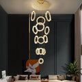 Modern Multi Gold Donuts Shape Crystal Chandelier Ring Round Light for Foyer Staircase / Living Room / Bar /