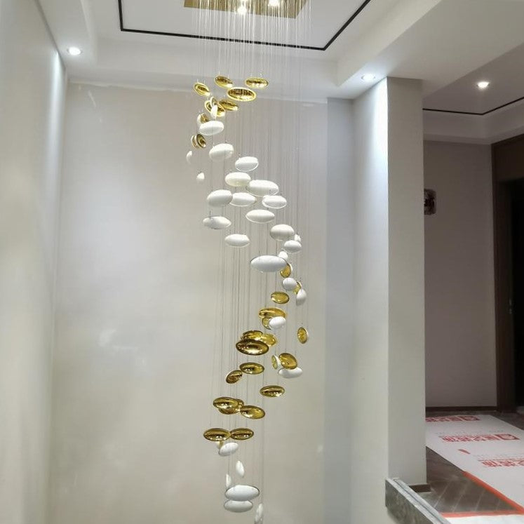 Modern Artistic Unique Golden Dragon Egg Pendant Ceiling Light for Staircase / Sales Center / Hotel