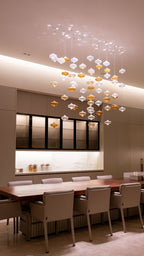 Custom Glass Lantern Floating Chandelier with Artistic Design for Staircase Foyer Villa Living Room