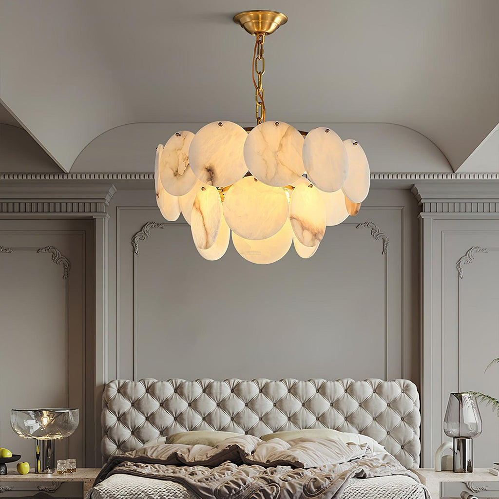 Alabaster Shell Brass Chandelier with 2 / 3 / 4 / 5 / 6 Layer