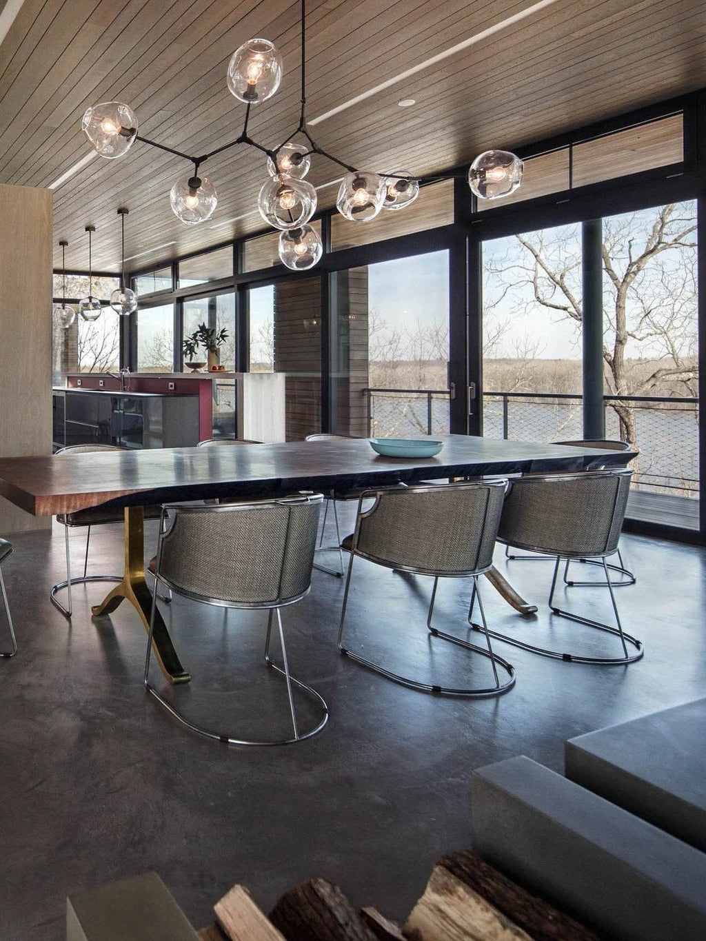 Modern Sputnik Smoky Gray / amber Glass Branch Chandelier for Kitchen Island / dining Room