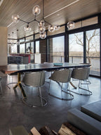 Modern Sputnik Smoky Gray / amber Glass Branch Chandelier for Kitchen Island / dining Room
