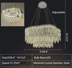 Modern Luxury Irregular Round / oval Crystal Chandelier Set for Bedroom / living Room / dining Room
