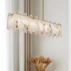 Modern Flake Alabaster Linear Chandelier