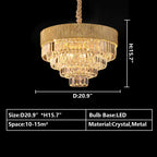 New Modern Gold Round / oval Light Luxury Ceiling Crystal Chandelier Set for Living Room / dining Room