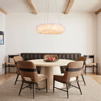 24-47 Inch Round Clear Geode Quartz Crystal Ring Pendant Light Modern Chandelier for Living Room