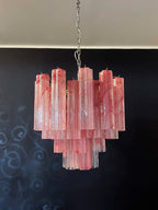 Murano Glass Chandelier – 36 Tubes – Alabaster Pink