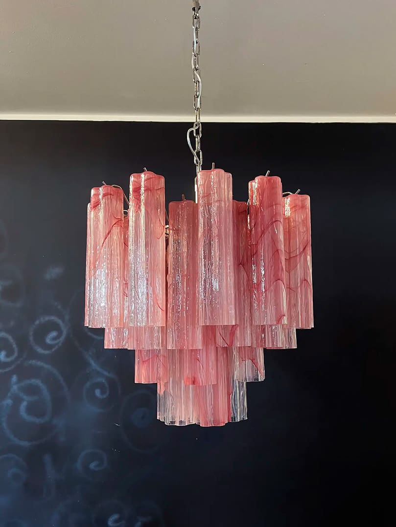 Murano Glass Chandelier – 36 Tubes – Alabaster Pink