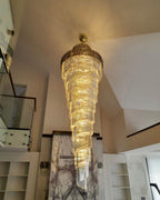 Luxury Extra Large Foyer Spiral Staircase Chandelier Long Crystal Ceiling Light for Living Room Hall Entrance