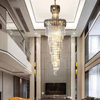 Luxury Extra Large Foyer Spiral Staircase Chandelier Long Crystal Ceiling Light for Living Room Hall Entrance
