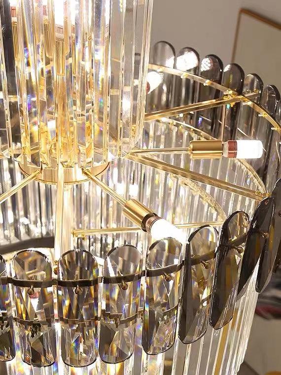 Luxury Extra Large Foyer Spiral Staircase Chandelier Long Crystal Ceiling Light for Living Room Hall Entrance