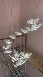 Nordic Butterfly Chandelier Luxury Foyer Staircase Ceiling Light for Living / Dining Room