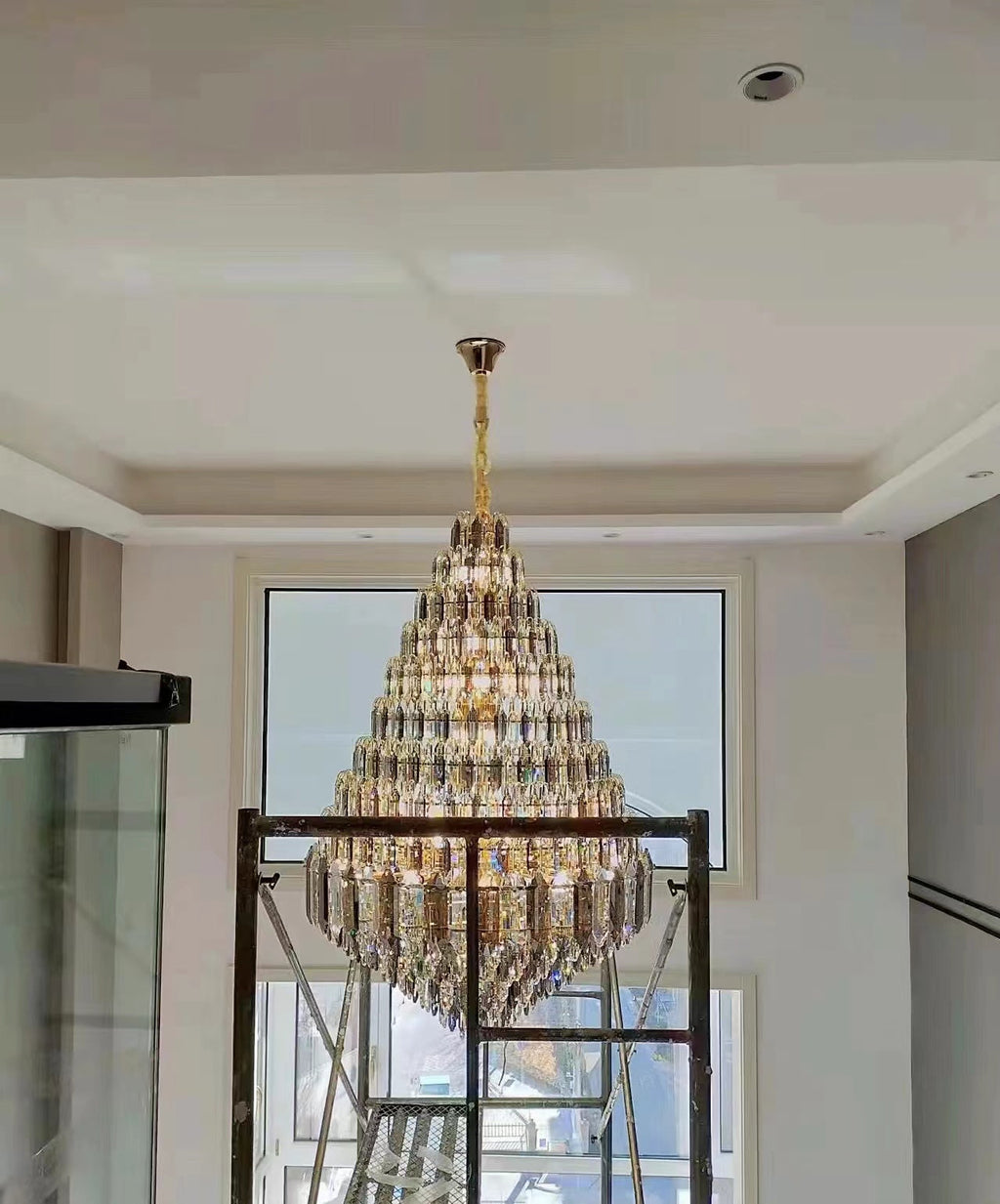 Staircase / foyer Chandelier with High Clarity Crystals Luxury Ceiling Light