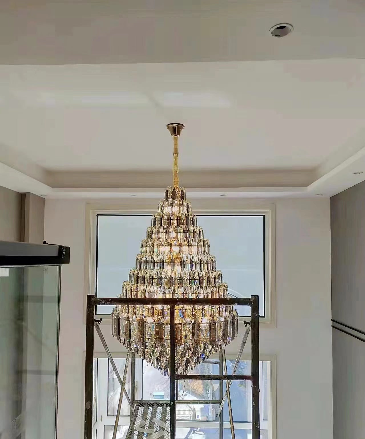 Staircase / foyer Chandelier with High Clarity Crystals Luxury Ceiling Light