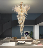 Modern Unique Artistic Flower Brass Branch Semi-Flush Mount Chandelier for Living Room / Hallway / Entryway /