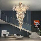 Modern Unique Artistic Flower Brass Branch Semi-Flush Mount Chandelier for Living Room / Hallway / Entryway /