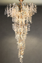 Modern Unique Artistic Flower Brass Branch Semi-Flush Mount Chandelier for Living Room / Hallway / Entryway /