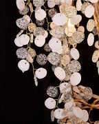 Modern Unique Artistic Flower Brass Branch Semi-Flush Mount Chandelier for Living Room / Hallway / Entryway /