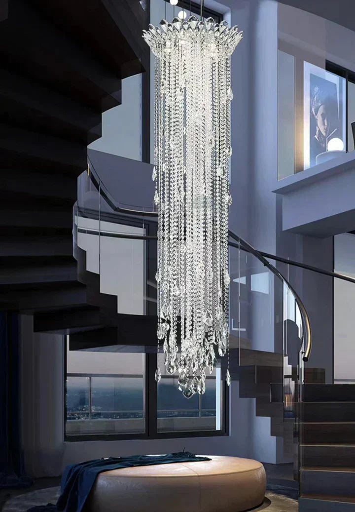 Extra Large Light Luxury Stairwell Crystal Tassel Chandelier for Staircase / high Floor Hall / loft