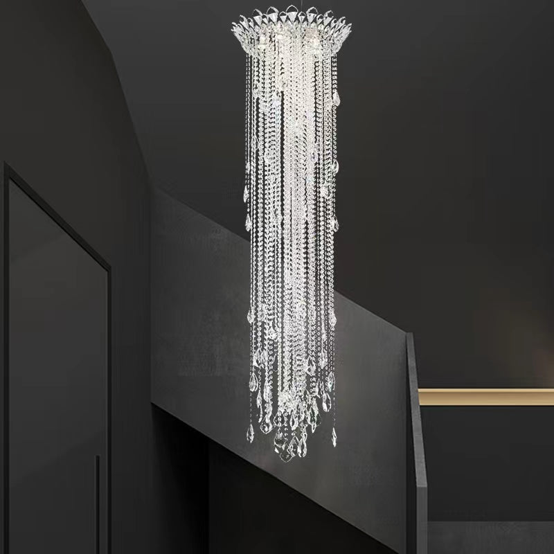 Extra Large Light Luxury Stairwell Crystal Tassel Chandelier for Staircase / high Floor Hall / loft