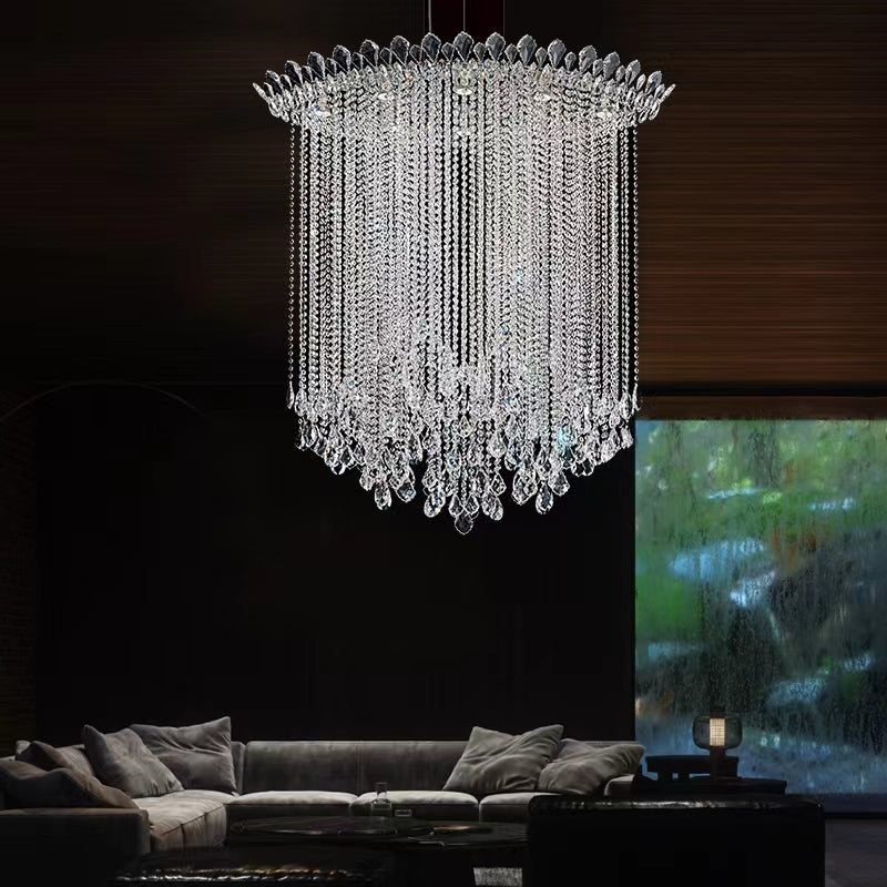 Extra Large Light Luxury Stairwell Crystal Tassel Chandelier for Staircase / high Floor Hall / loft