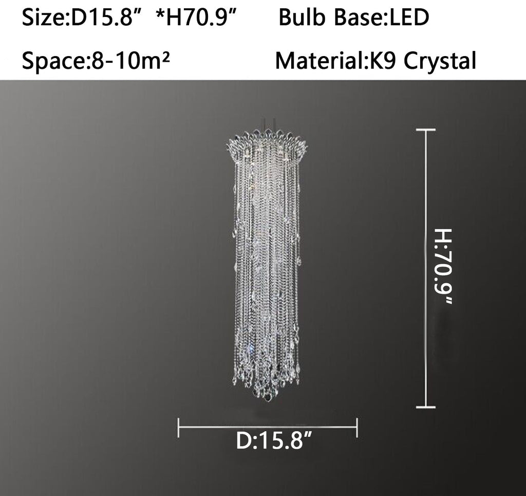 Extra Large Light Luxury Stairwell Crystal Tassel Chandelier for Staircase / high Floor Hall / loft