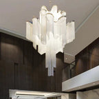 Post-Modern Extra Large Stainless Steel Long Tassel Chandelier for Large Living Room / Staircase / Villa /