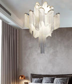 Post-Modern Extra Large Stainless Steel Long Tassel Chandelier for Large Living Room / Staircase / Villa /