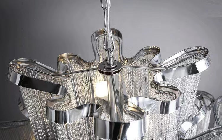 Post-Modern Extra Large Stainless Steel Long Tassel Chandelier for Large Living Room / Staircase / Villa /