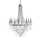Affordable French Vintage Iron Crystal Pendant Candle Chandelier for Living Room / Restaurant / Cafe / Hotel