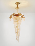 Extra Large Retro Luxury Full Copper Crystal Chandelier for Staircase / Duplexes / Villas